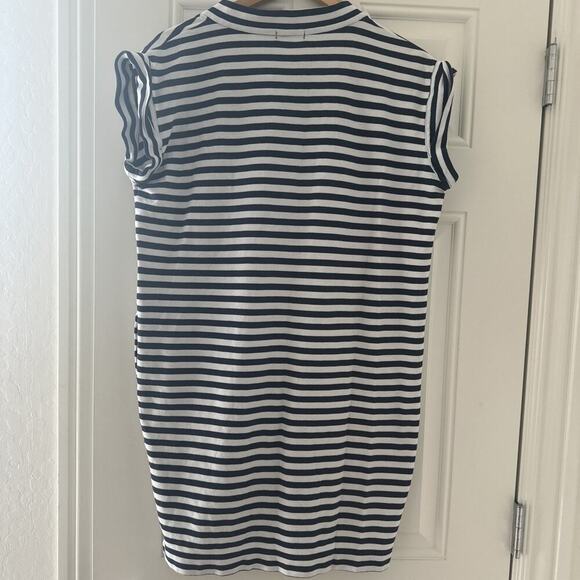 ATM Anthony Thomas Melillo V Neck Navy White Striped 100% Cotton Shift Dress S - Picture 7 of 7